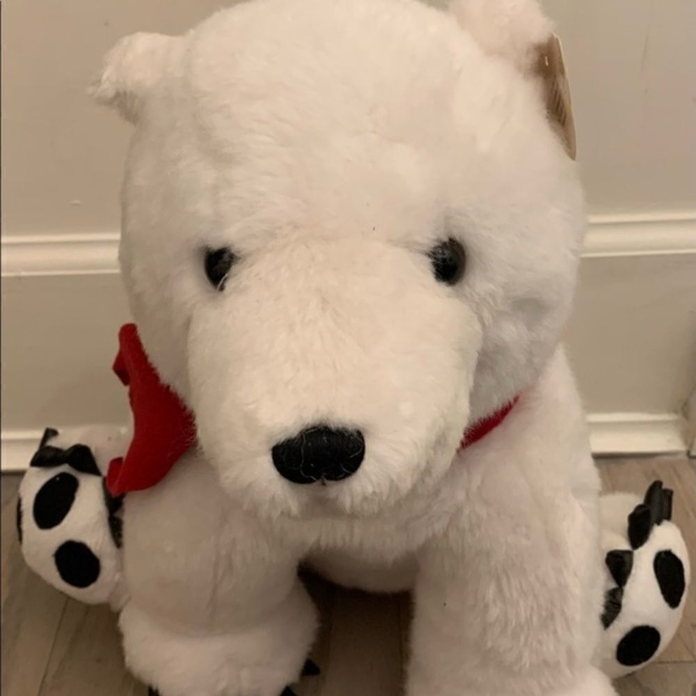 Large Stuffed Polar Bear w Scarf Plush Toy